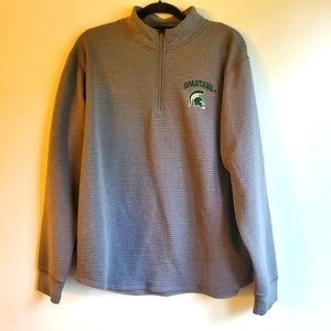 KA KNIGHTS APPAREL MEN'S SWEATSHIRTS LONG SLEEVE 1/4 ZIP FRONT GRAY GREEN SIZE L